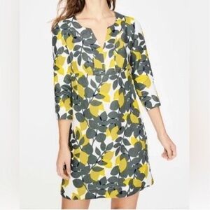 Boden Womens 100% Linen Shift Dress Size 16 Lemon Print Mini European Summer